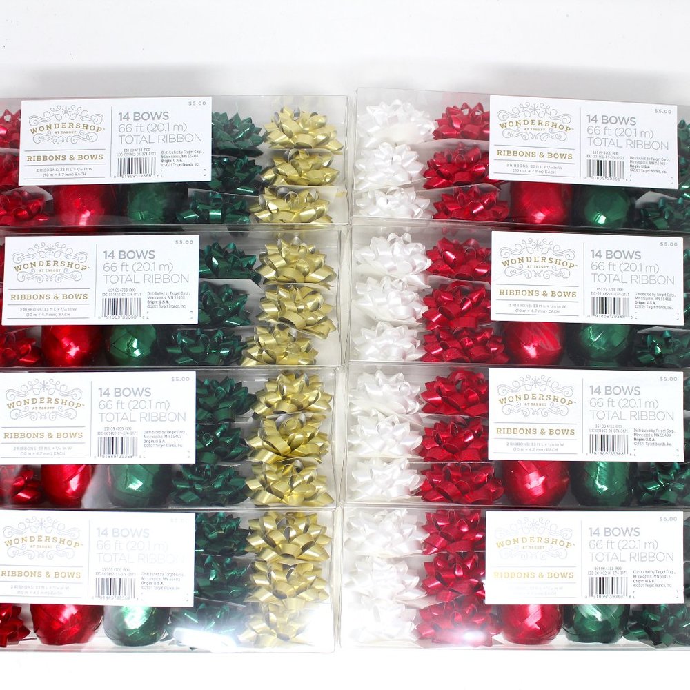 - 8pks of wondershop christmas ribbons and bows 14 pack set 112 in total)